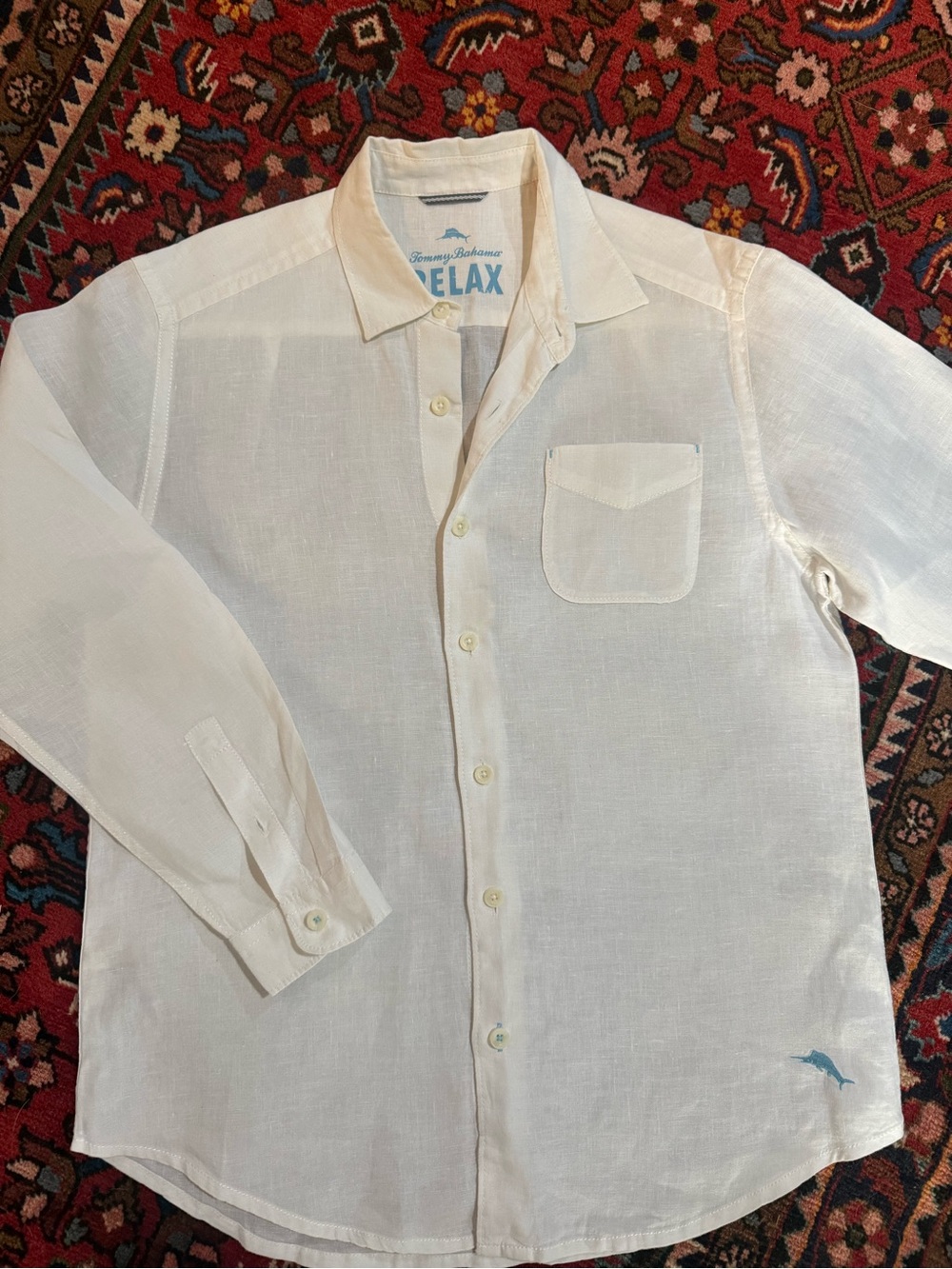 Tommy Bahama White Linen Button-Down Relax Shirt